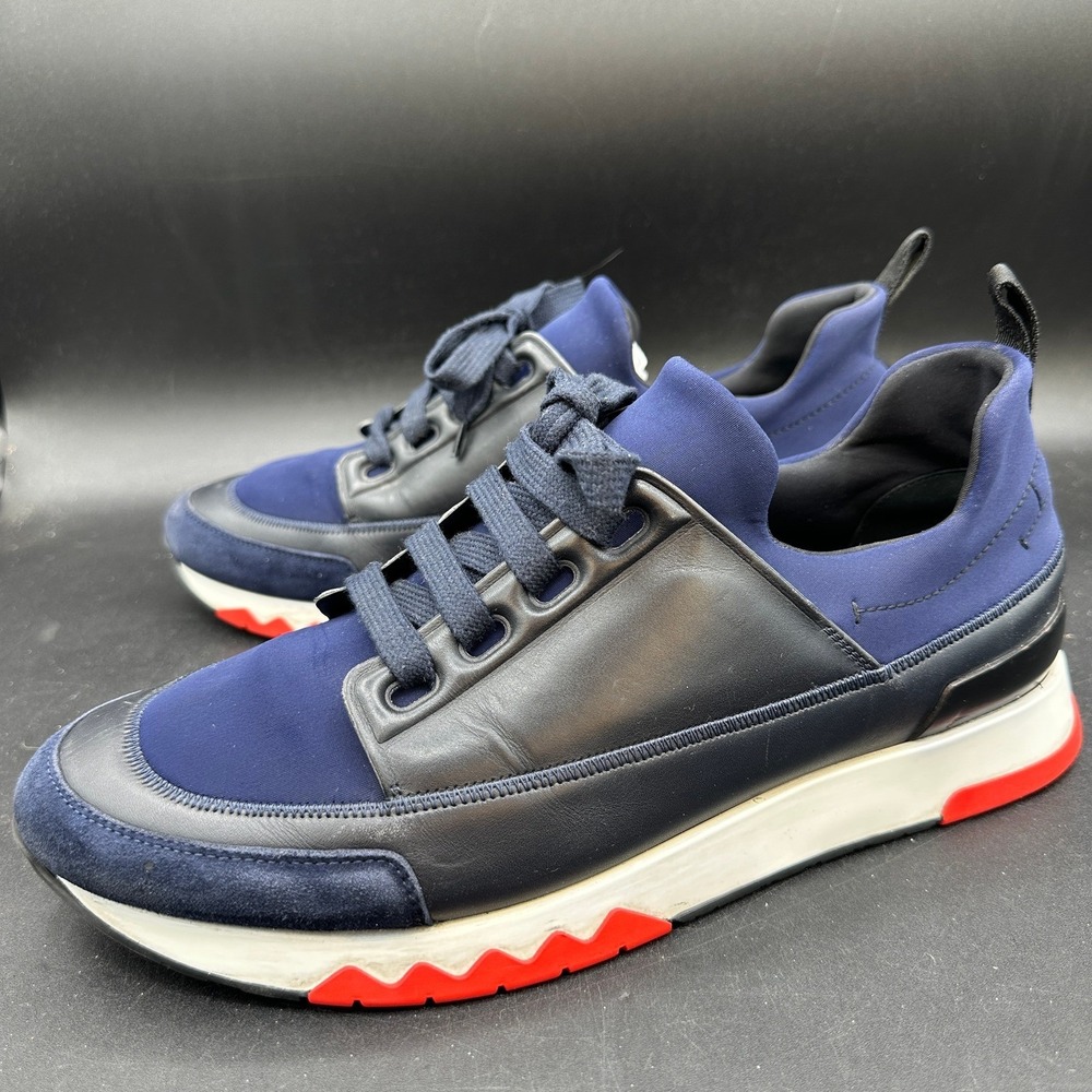 Hermès Blue Sneakers Us Sz 8 EU Sz 41.5  Stadium‎ Low Top Marine Blue w/ Red